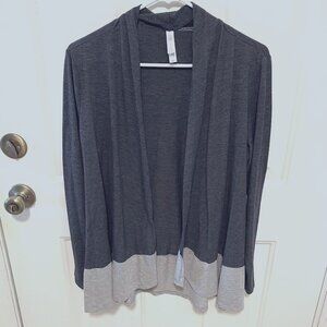 Gilligan & O'Malley - Two-Tone Gray Open Front Cozy Cardigan - Large